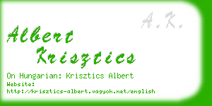 albert krisztics business card